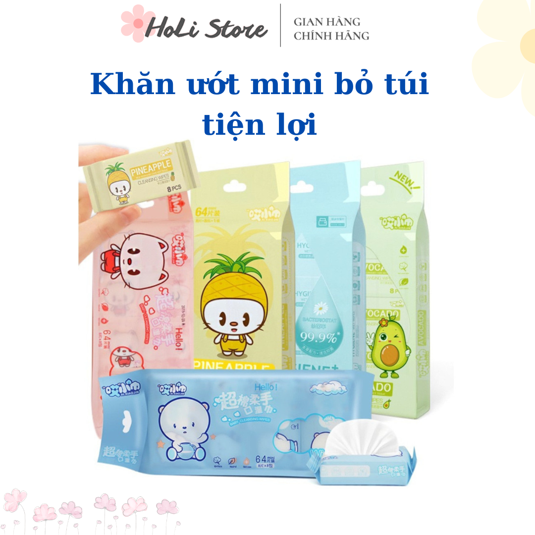 Khăn giấy ướt mini bỏ túi tiện lợi gói 8 tờ