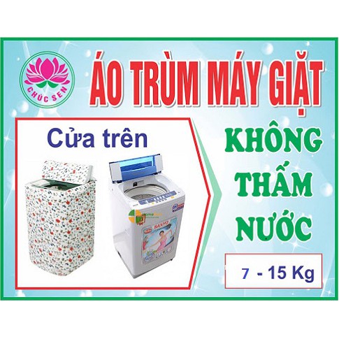 Áo Trùm Máy Giặt Cửa Trên Vải Dù Loại Siêu Dày Chất Lượng Cao, Siêu Chống Thấm Nước, Chống Rách, Không Phai Màu, Hàng Việt Nam - Hoa Văn Đa Dạng, Nhiều Họa Tiết Trang Nhã, Tươi Sáng,( Phụ Kiện Máy Giặt )