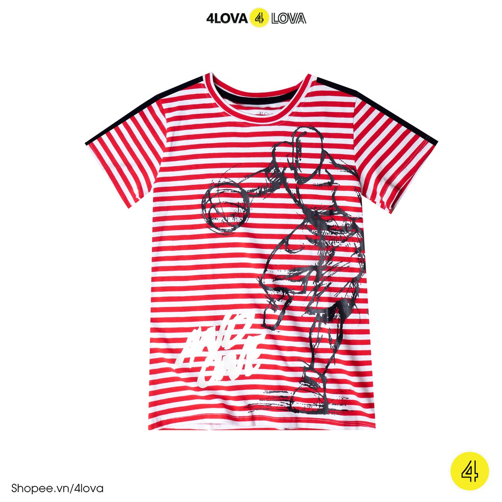 Áo thun cộc tay bé trai 4LOVA áo phông cotton họa tiết hoạt hình