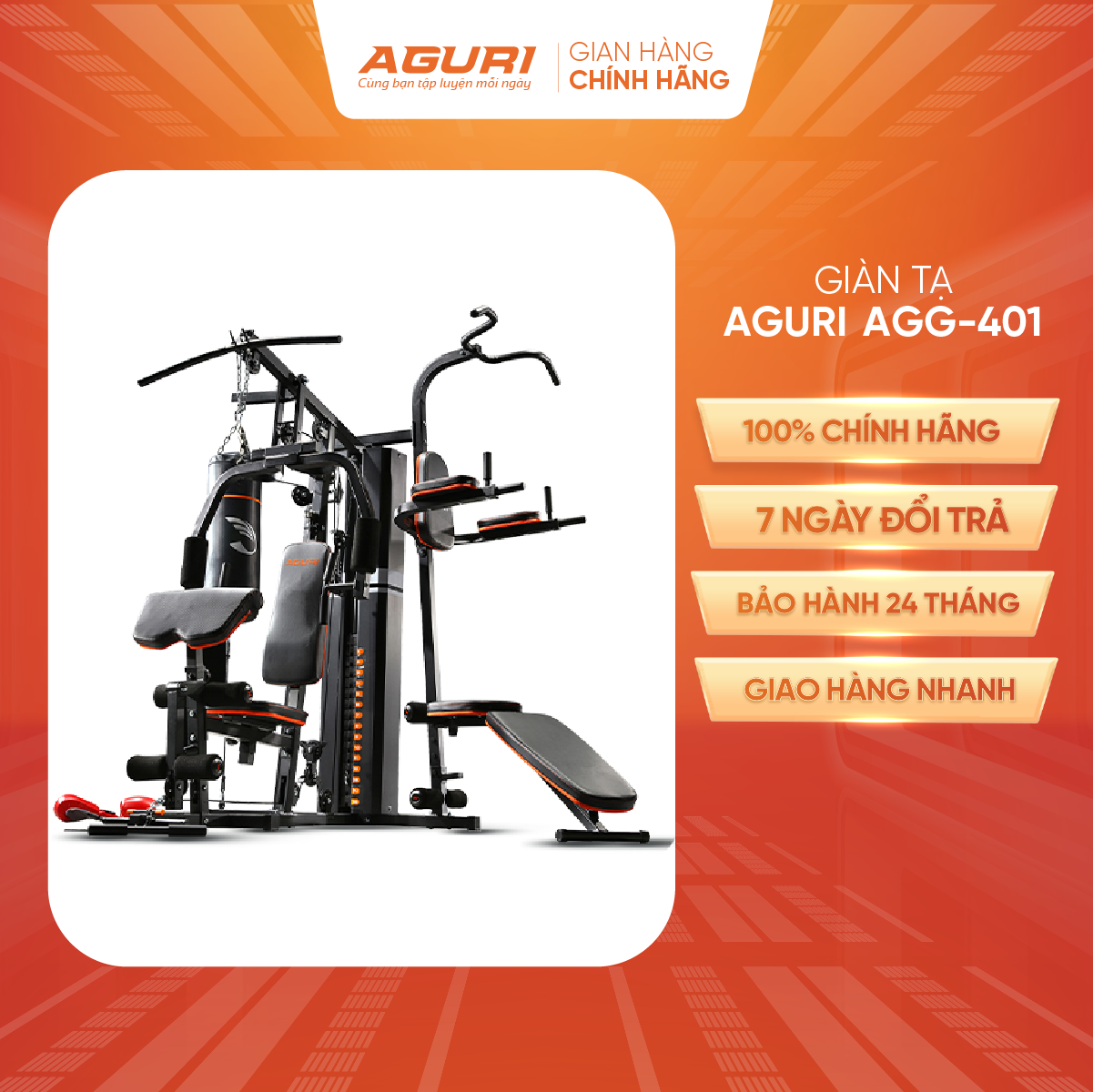 Giàn tạ đa năng aguri - agg 401 tập thể hình tai nhà