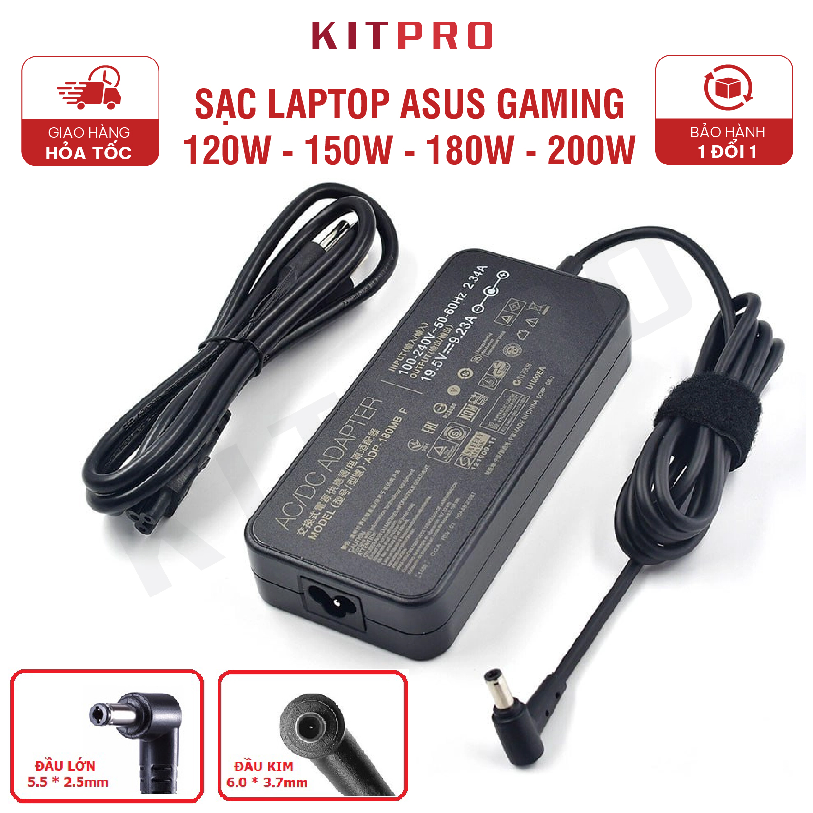 Sạc Laptop Asus TUF Gaming 120W 150W 180W 200W Đầu Kim 6.0 x 3.7mm / Đầu Lớn 5.5 x 2.5mm Adapter Asus Laptop Charger F15 FX505 FX504