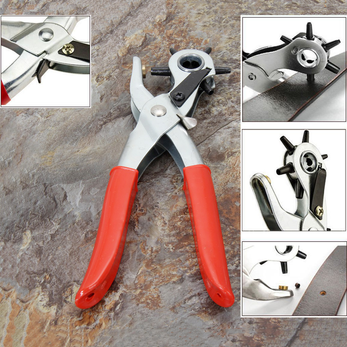 [HOT] Kìm bấm lỗ dây da đồng hồ, dây nịt, thắt lưng, giày dép, bìa cứng 6 size lỗ đa năng