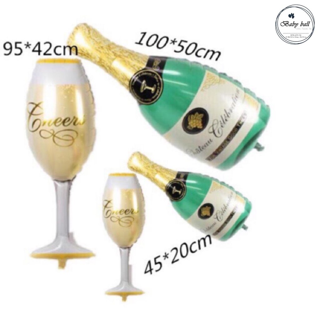 Bóng Tráng Nhôm Hình Ly Và Chai Champagne