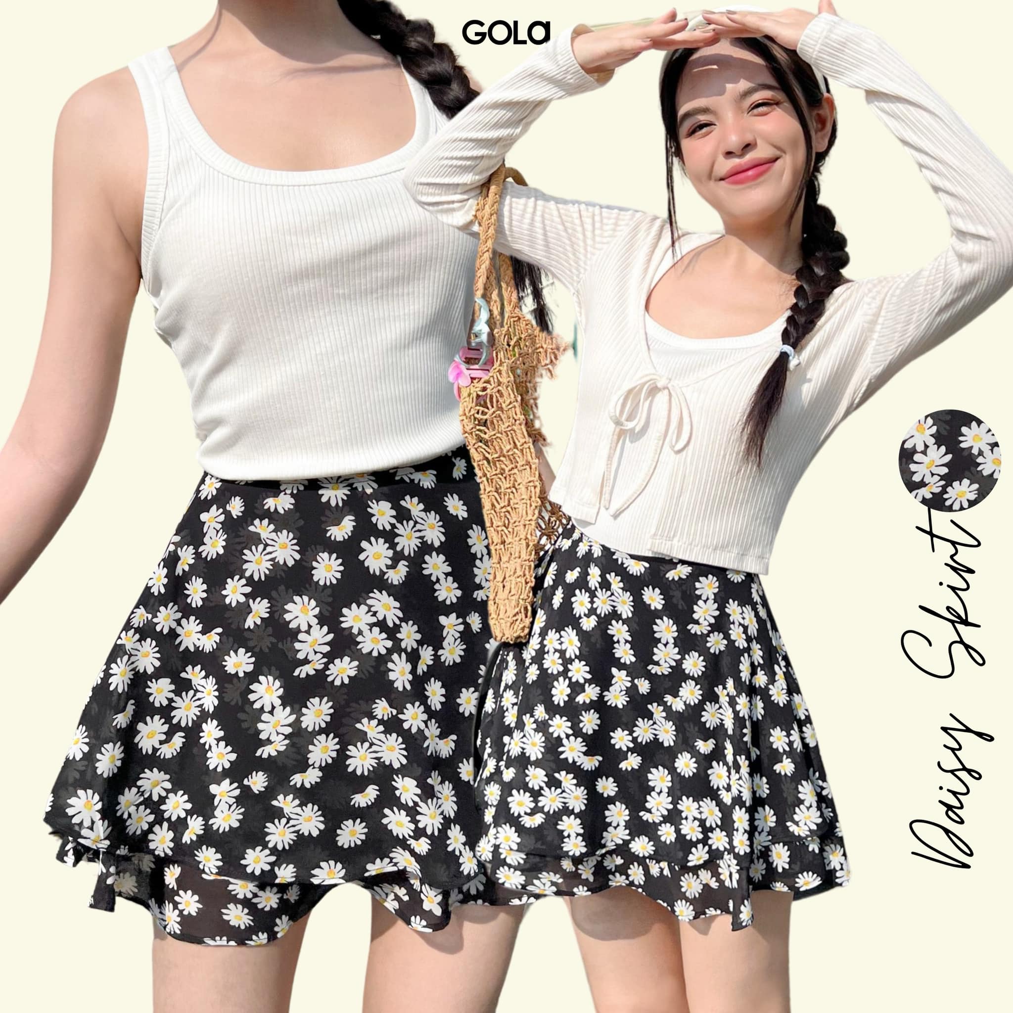 Gola - daisy skirt - chân váy hoa nhí tầng