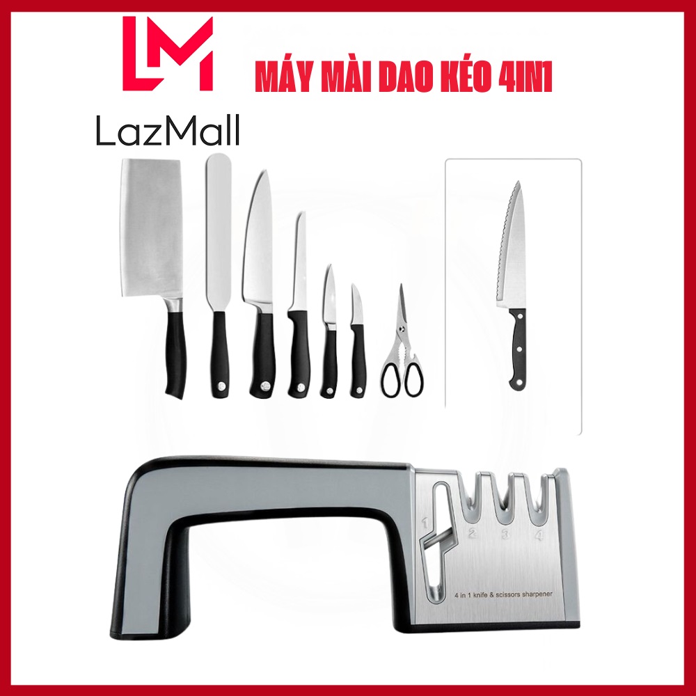 Lazmall sale đồ gia dụng dụng cụ mài dao đặc biệt mài dao kéo tự động 4in1 bằng thép không gỉ mài sắc chỉ trong tích tắc dụng cụ mài dao mài kéo xịn chất liệu inox cao cấp 4 in 1 chính hãng phù hợp với tất cả các loại dao kéo, kể cả các loại dao kéo