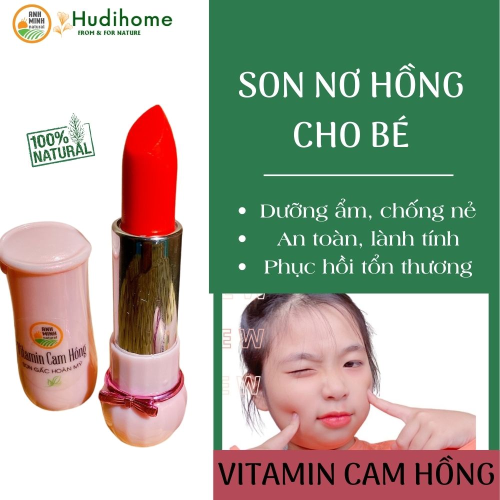 Son nơ Hồng Vitamin Cam Hồng – Thỏi son dưỡng môi có màu cho bé