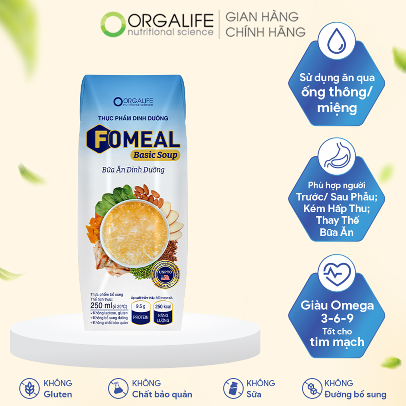 FOMEAL BASIC SOUP - Thực phẩm dinh dưỡng - Lốc 3 Hộp x 250ML
