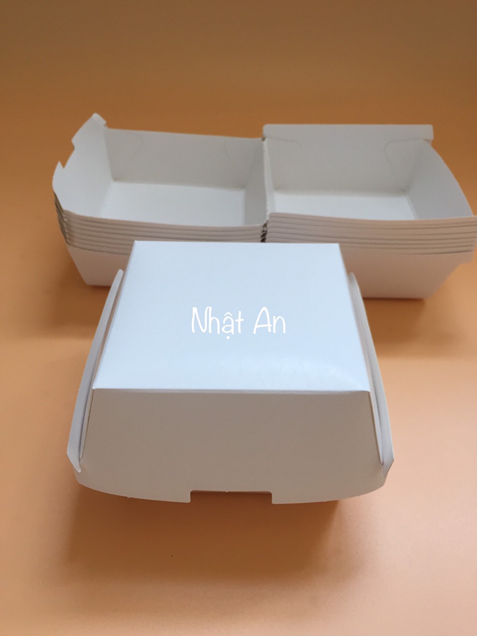 Giá Sỉ 100 Hộp Giấy Trắng đựng bánh bao, hamburger.