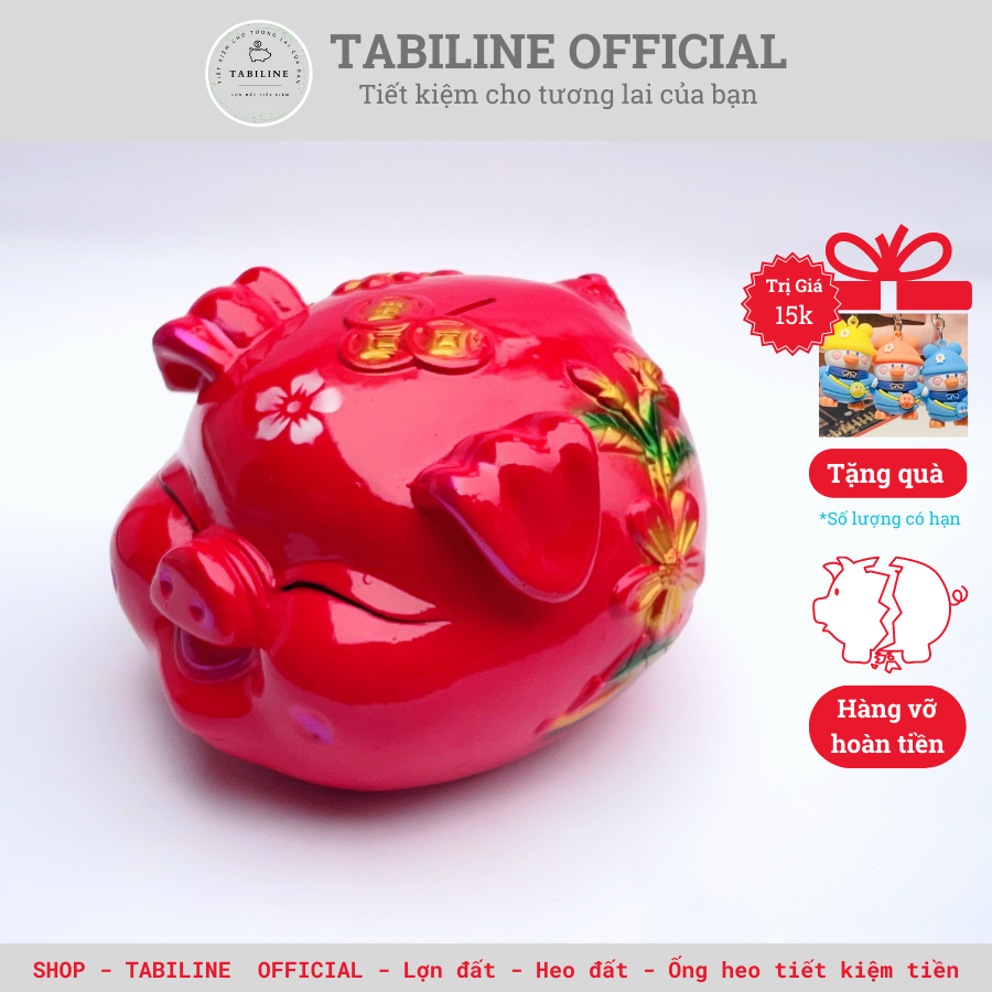 Lợn đất heo đất ống heo tiết kiệm tiền tabiline size to híp hoa ld07