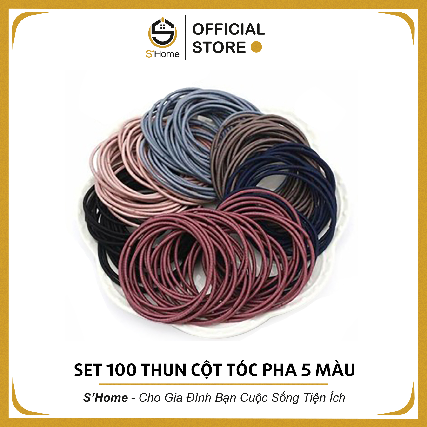 Dây Cột Tóc, Set 100 Sợi Dây Thun Buộc Tóc Nhiều Màu Tặng Kèm Túi Zip Đẹp, Màu Đơn Giản, Dễ Thương - S'Home - SH45