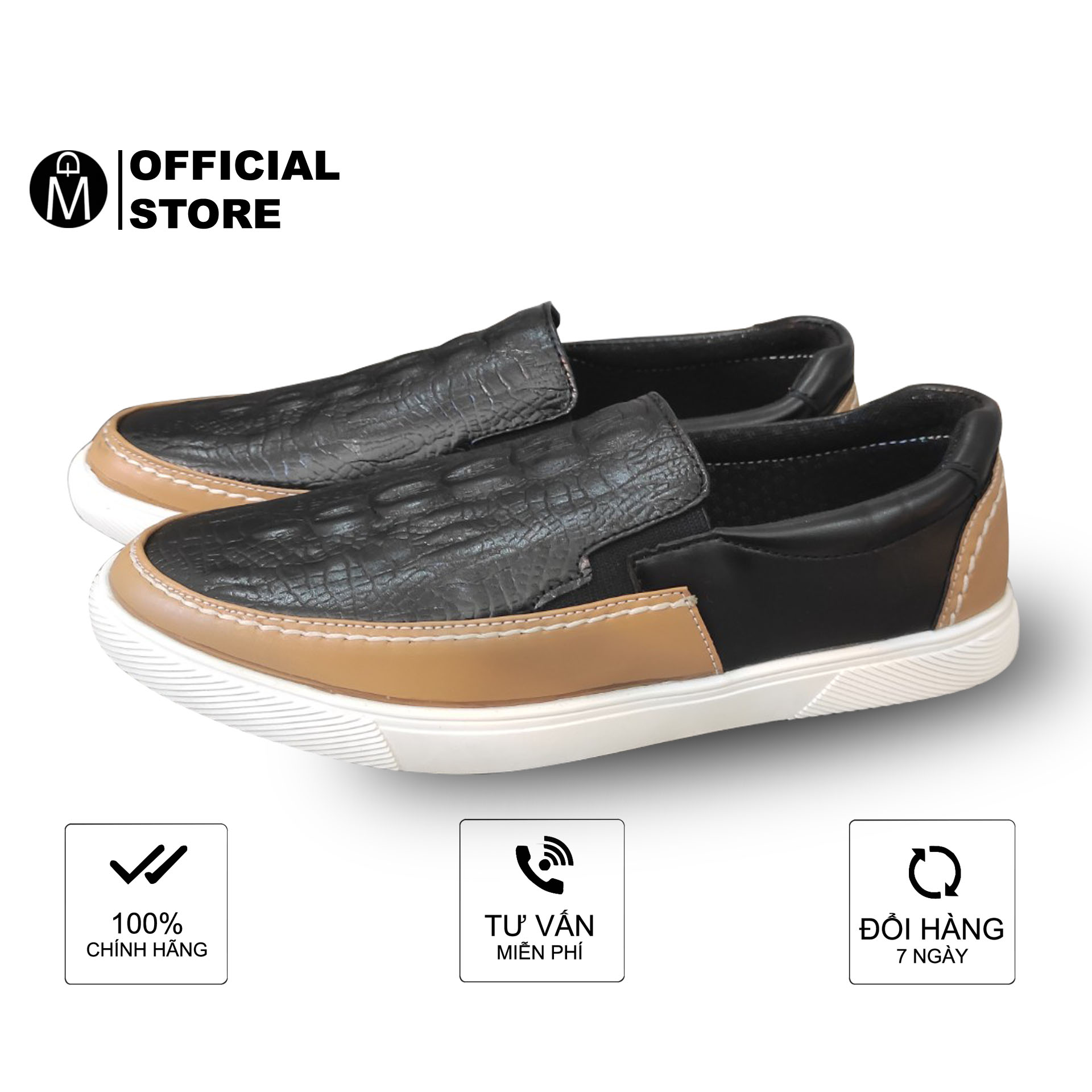 [HCM]Giày lười da nam Muidoi G574 da cá sấu phối họa tiết