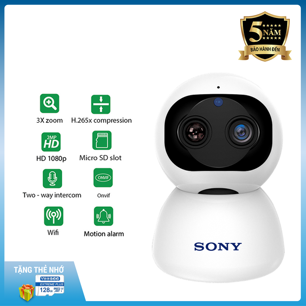 [Có combo hỗ trợ thẻ 128GB] Camera ip wifi Giám sát SONY ZOOM 10X FHD 4.0 MP trong nhà xoay 360, Hình ảnh sắc nét nhất,Cảnh báo chuyển động chống trộm tránh mất tài sản lớn - Bảo hành 5 năm