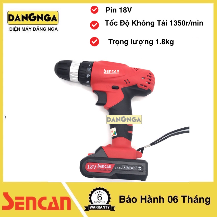 Máy khoan vặn vít dùng pin 18v sencan d511806