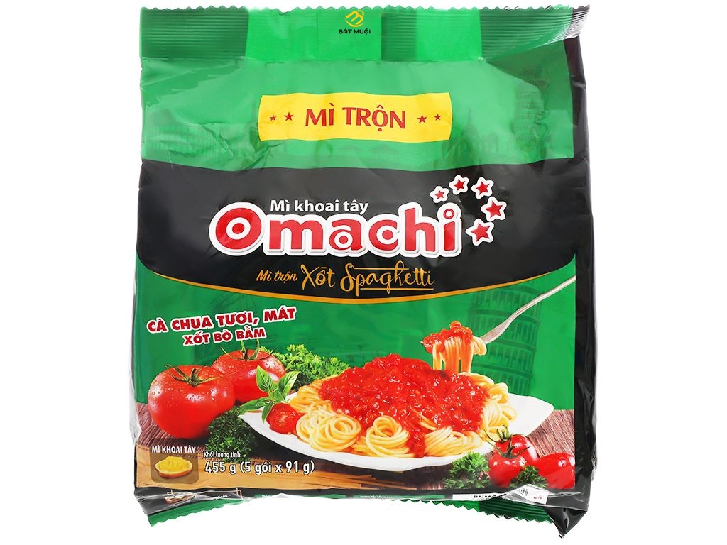 [chọn vị] Mì tôm khoai tây Omachi trộn xốt Spaghetti gói 91g/ xốt thị xiên nướng gói 82g- BÁT MUỘI