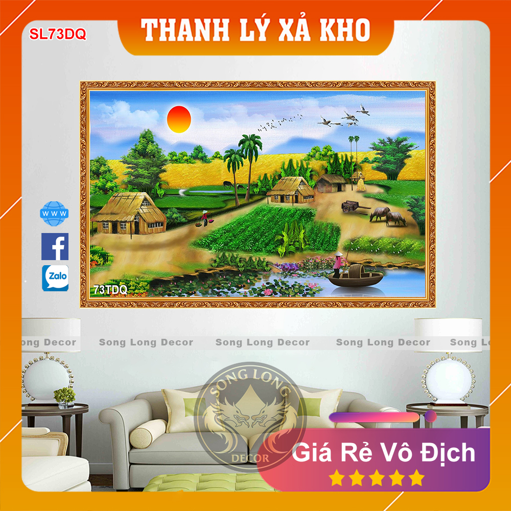 Tranh Dán Tường Làng Quê Việt Nam - SL73DQ-Tranh 3d Đồng quê - Song Long Decor