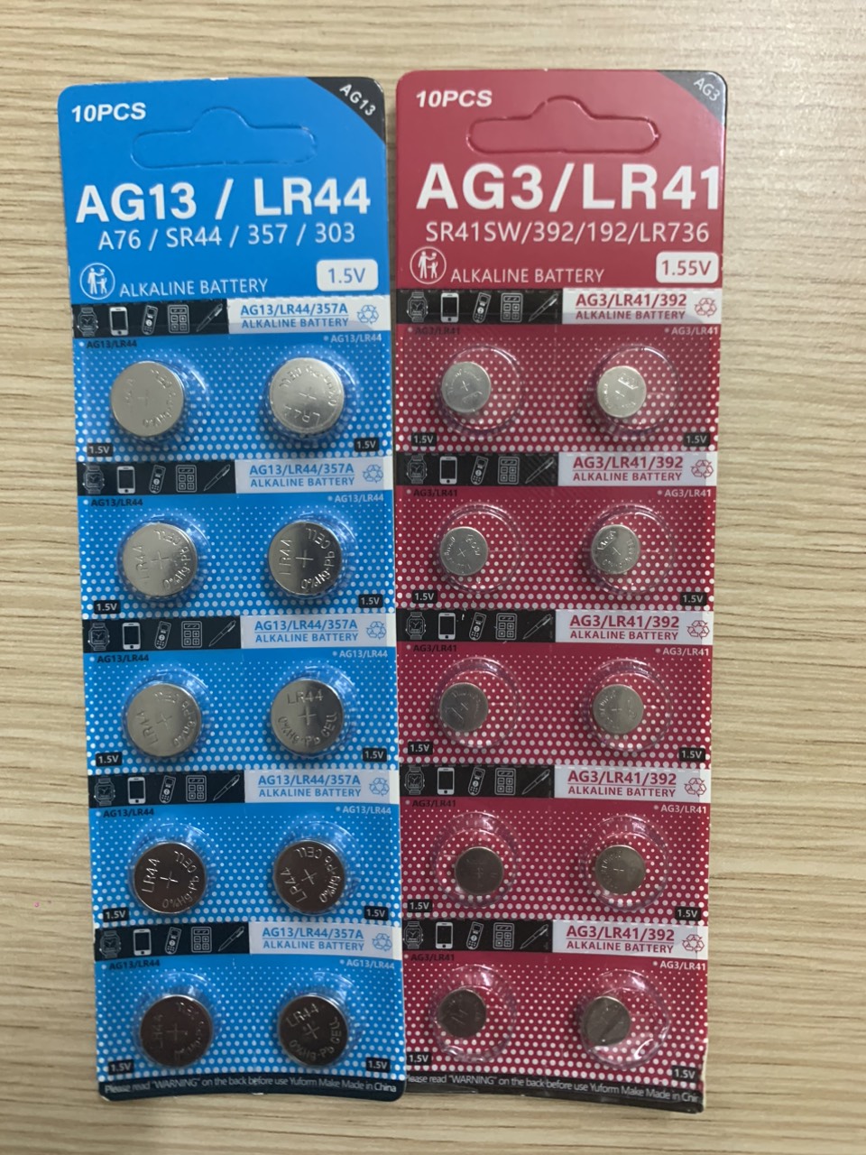 Vỉ 10 viên pin cúc áo lr44-ag13 / lr41-ag3 pin đồng hồ điện tử, đồ chơi, máy trợ thính