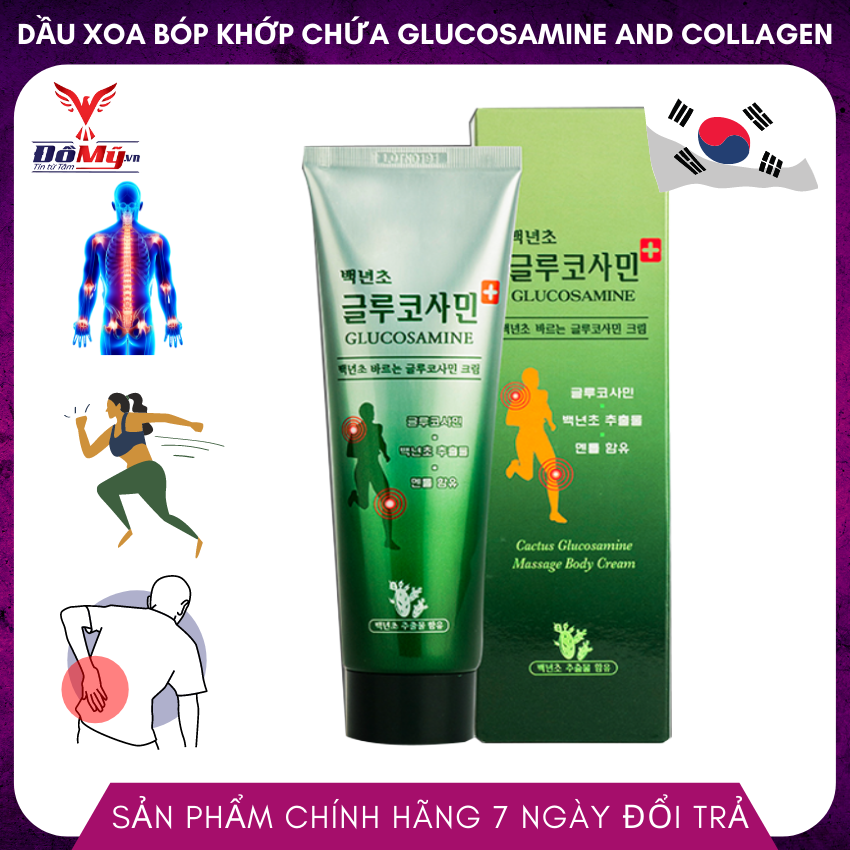 [Domy.Vn] Dầu xoa bóp bảo vệ xương khớp Glucosamine của Hàn Quốc - glucosamin chứa trong dầu ức chế Enzyn phá huỷ sụn, giúp kích thích sinh sản mô liên kết của xương, giảm mất canxi xương