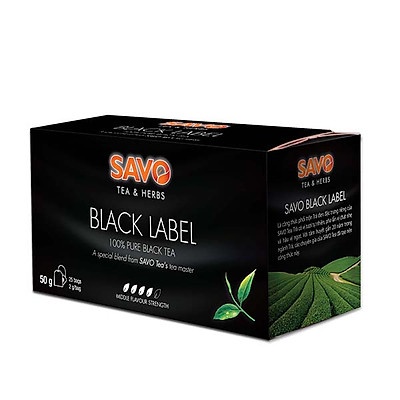 Trà Đen túi lọc SAVO - Hộp 25 gói x 2g Black Label