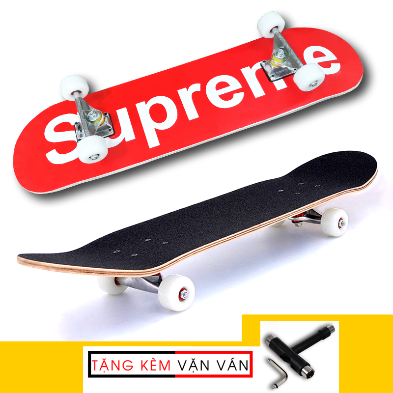 [TIÊU CHUẨN THI ĐẤU] Ván trượt người lớn skateboard supreme đỏ