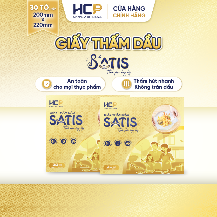 Giấy thấm dầu SATIS 30 Tờ Thấm Hút Nhanh Không Tràn Dầu An Toàn Cho Sức Khỏe