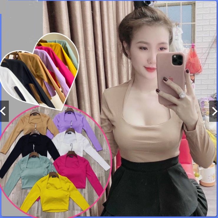 Áo thun nữ dài tay vải Borip sexy HotTrend