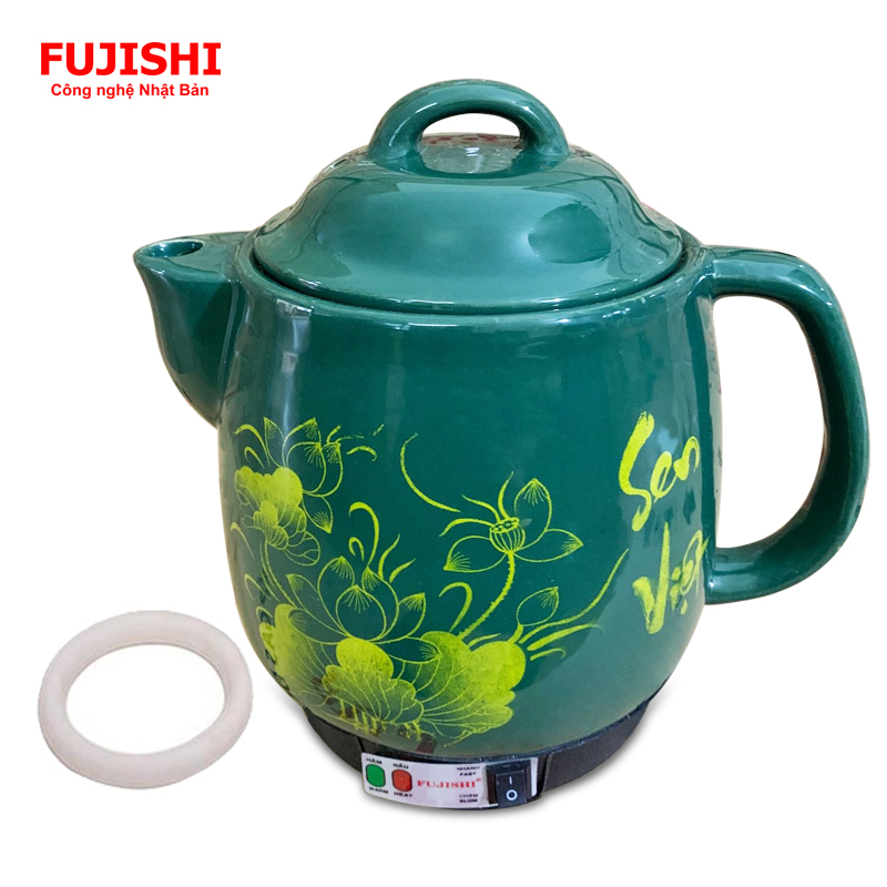 Siêu sắc thuốc gốm sứ bát tràng nấu tự động ngắt fujishi 3.2 lít - màu xanh lục