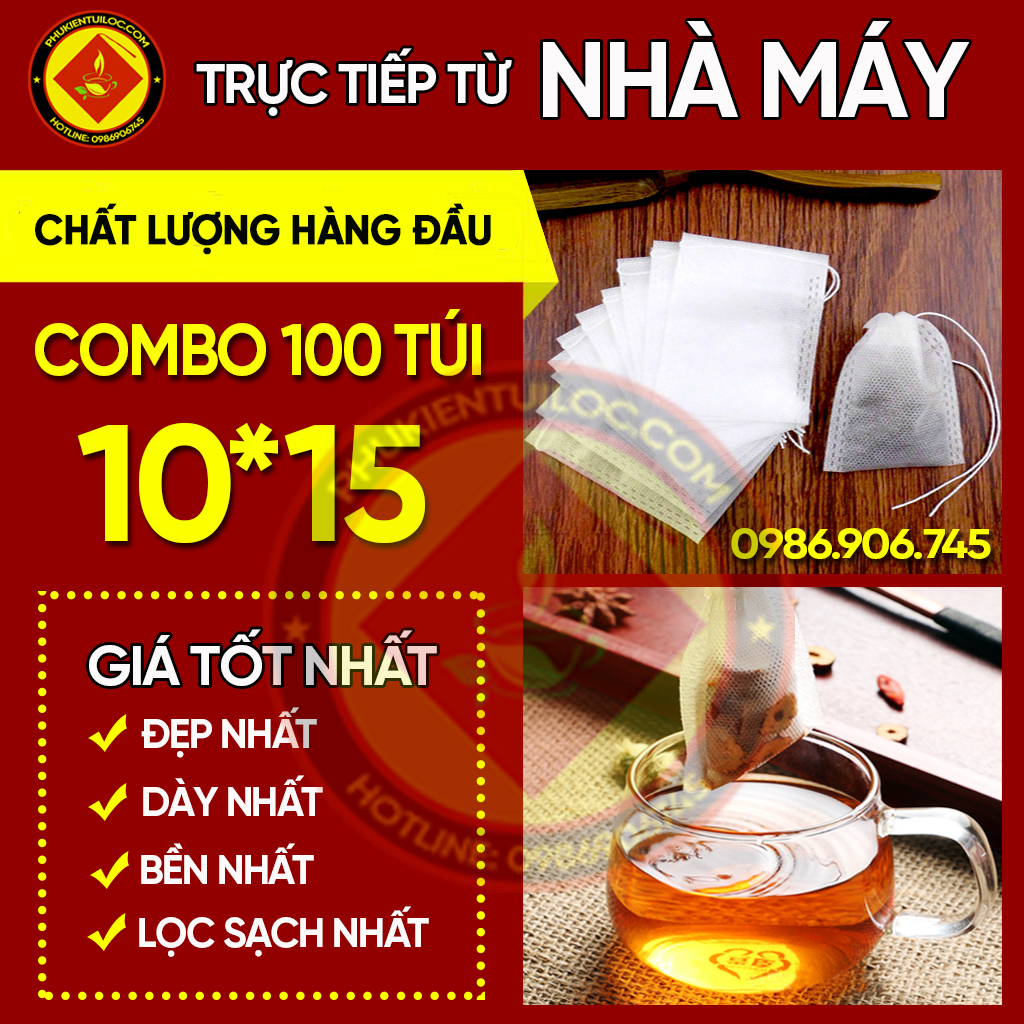 úi lọc trà, lọc gia vị kích thước 10x15 cm bằng vải không dệt (100 chiếc)