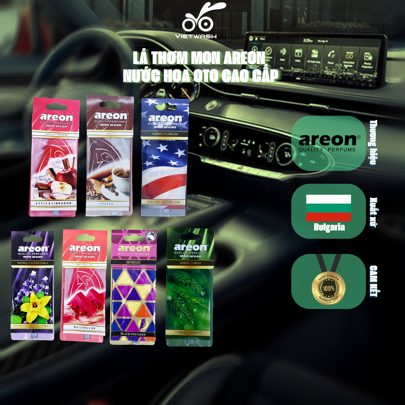 [AREON] Lá thơm treo xe ô tô Mon Areon - Nước hoa ô tô Areon cao cấp