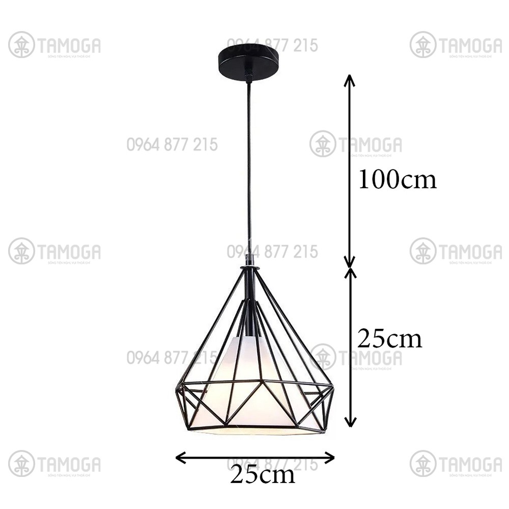Đèn thả trần, đèn trang trí kim cương TAMOGA DT 6527 cỡ 250mm