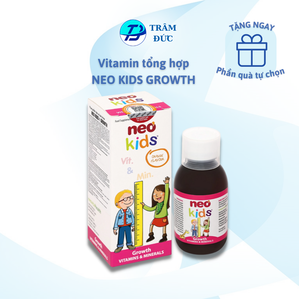 [VOUCHER 8%] Siro ăn ngon Neo Kids Growth - 19 Vitamin, khoáng chất giúp bé yêu đủ chất cao lớn mỗi ngày 150ml