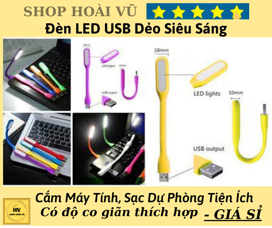 [HCM]Đèn LED USB Dẻo Siêu Sáng Cắm Máy Tính Sạc Dự Phòng Tiện Ích ( Màu Ngẫu Nhiên)