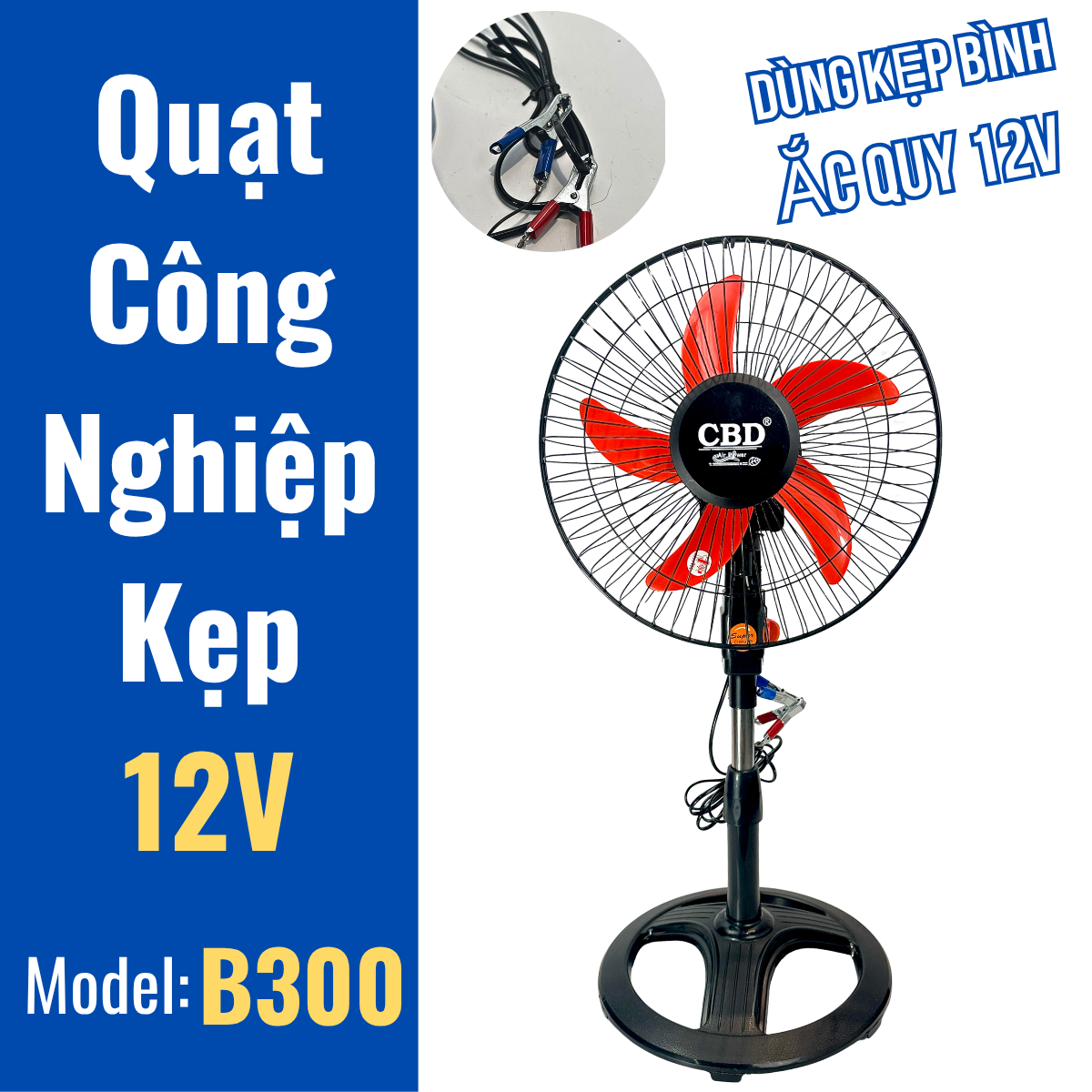 [Small Size Fan] Industrial Mid-Range Fan B3Cn 12V Battery Clip-On Cbd - Height 75cm - No Battery Included.