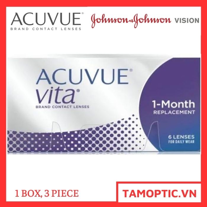 (3 lenses) Kính Áp Tròng cận 1 Tháng Acuvue Vita 1-Month Silicon hydrogel Johnson&Johnson