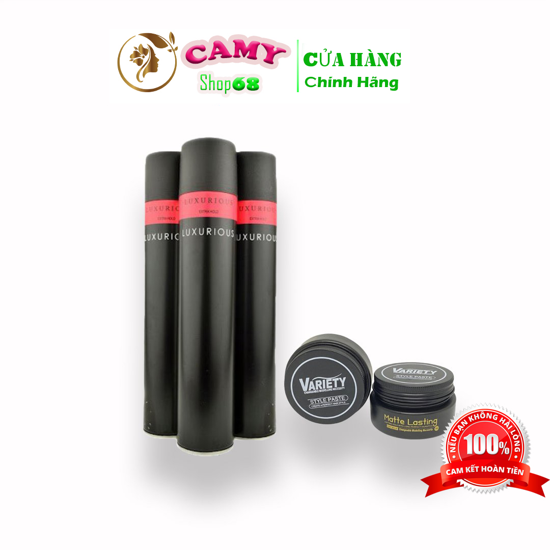 Gôm xịt tóc luxurious 320ml siêu cứng tạo kiểu nam nữ combo Gôm luxu + sáp vaty combo Gôm luxu + sáp osis chính hãng Camy shop68