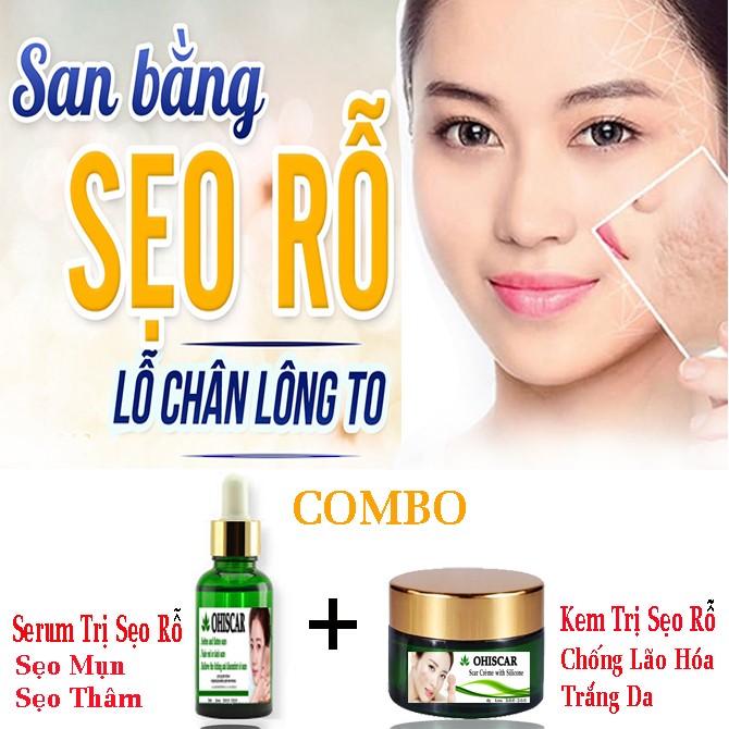 [HCM]Set Serum + Kem Hổ Trợ Xóa Sẹo Rỗ Lõm Lâu Năm Ohiscar