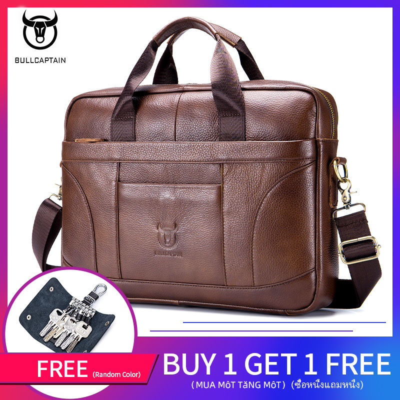 Túi xách laptop dành cho nam chất liệu da thật mềm mại tích hợp nhiều ngăn đa chức năng tiện lợi thời trang doanh nhân BULLCAPTAIN