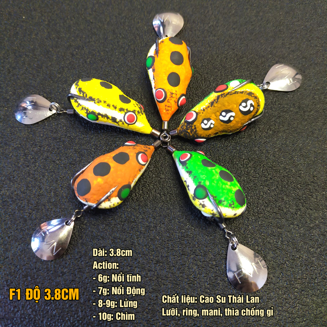 Mồi câu lure nhái hơi F1 độ, phiên bản giới hạn cao cấp, dài 3.8cm