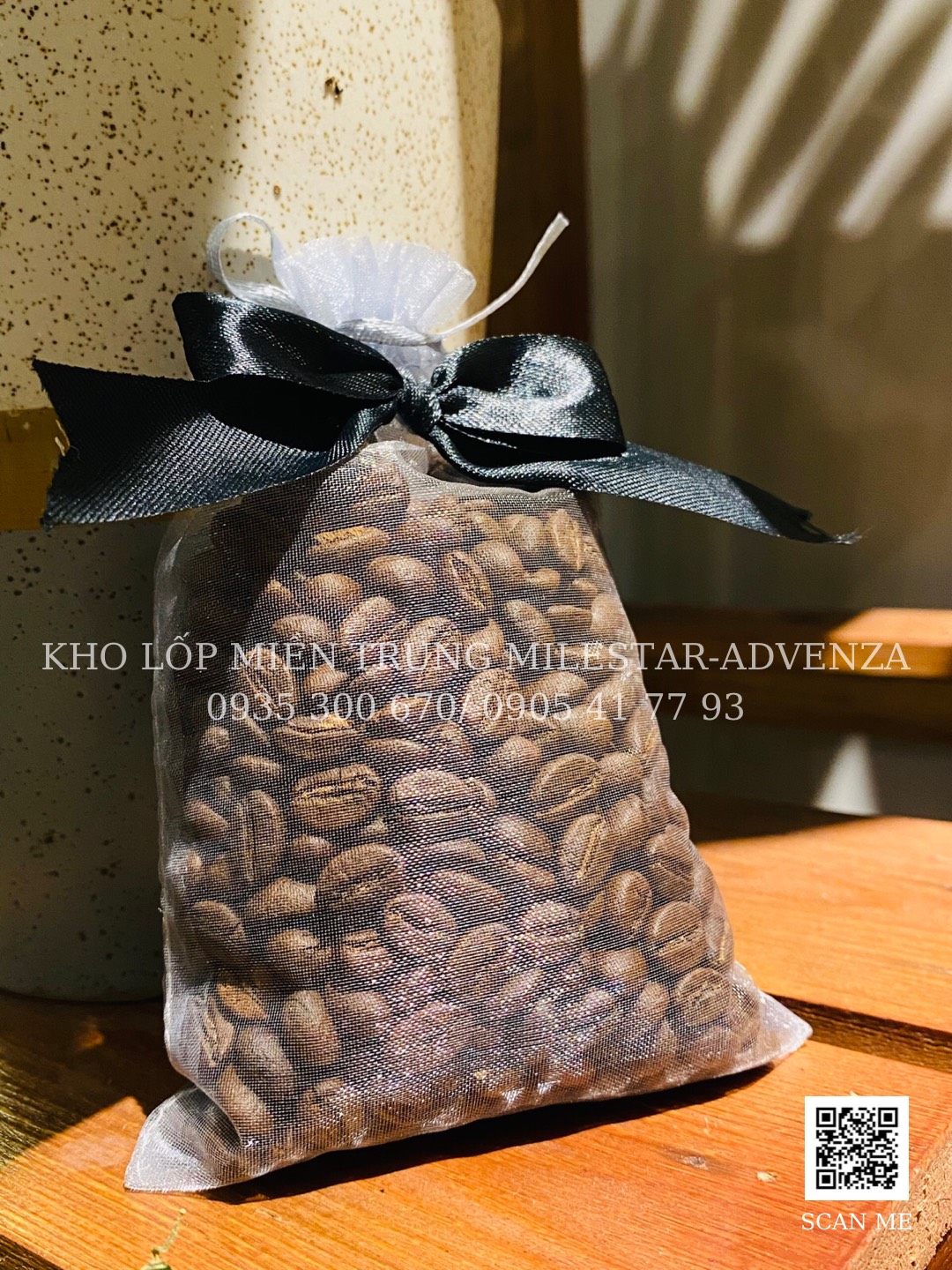 Túi thơm hạt cà phê robusta treo xe 100g