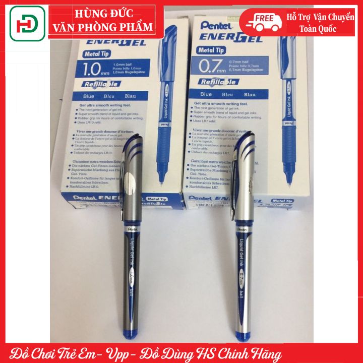 Bút ký mực nước gel Pentel ngòi 0.7mm mực xanh/mực đen. Ruột bút ký