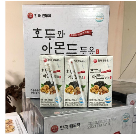 [Siêu Rẻ] Sỉ thung sữa óc chó hạnh nhân Hàn Quốc/sữa đậu đen hạnh nhân/sữa hạt óc chó 190ml(16 hôp)