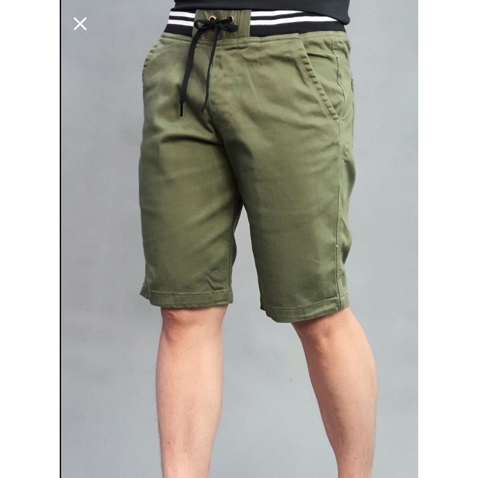 Quần short lưng thun nam vải kaki mềm mịn