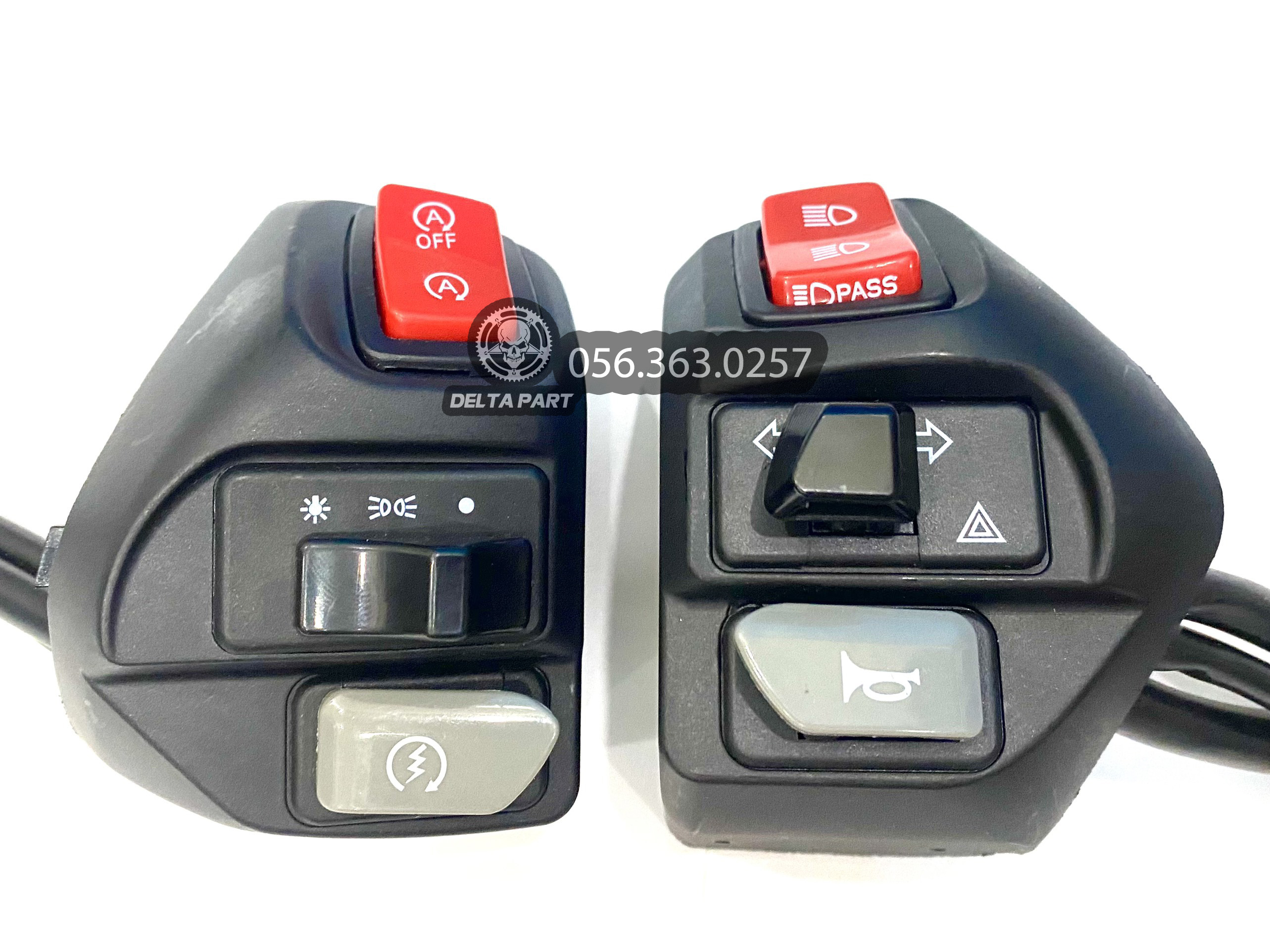 Cặp cùm công tắc có passing nvx155 nvx125 - lắp được ex135 mio nouvo exciter 135 nút đỏ , đen