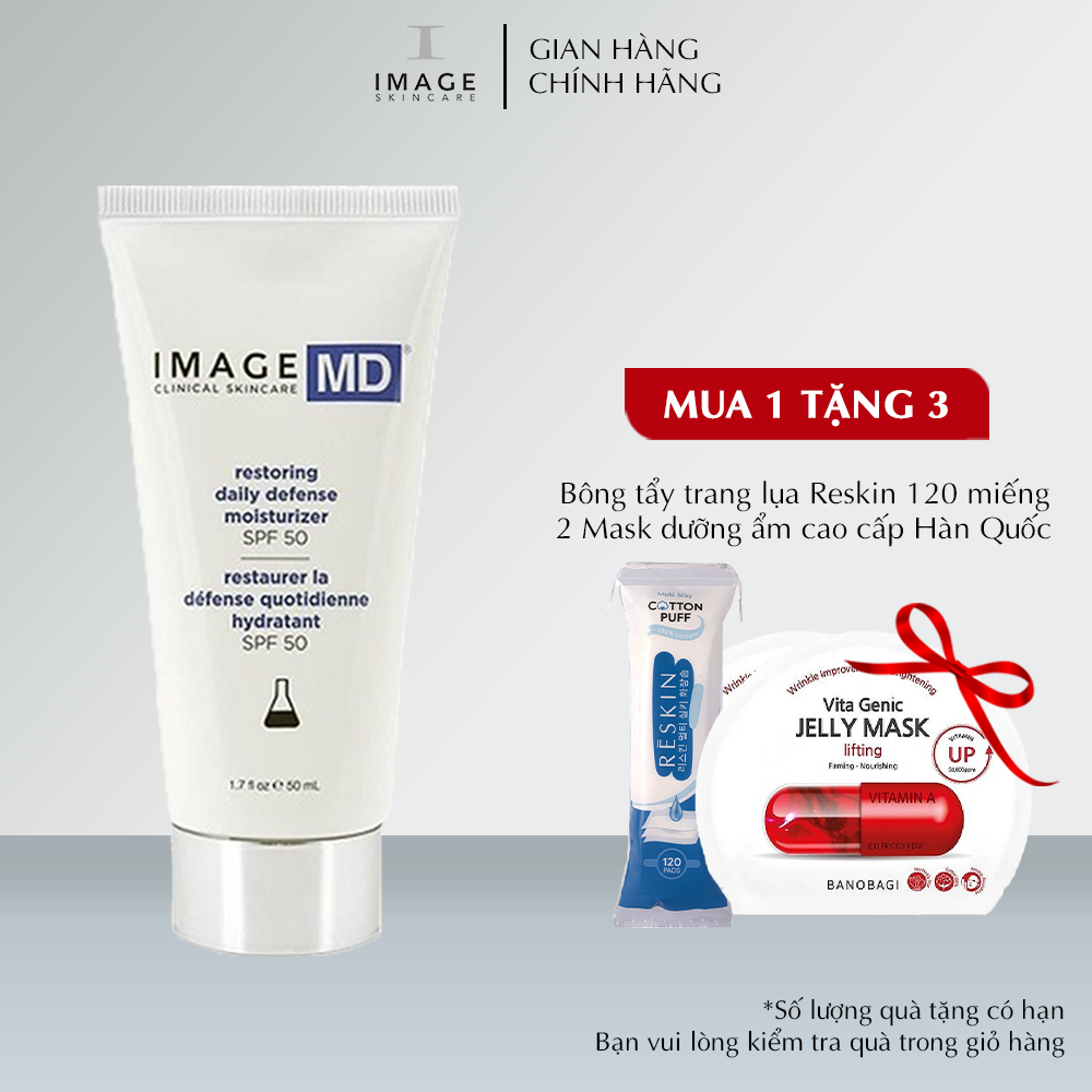 [Date 30.6.2024] Kem chống nắng ngăn ngừa lão hóa da Image MD Restoring Daily Defense Moisturizer SPF 50+ 50ml - Image Skincare Official