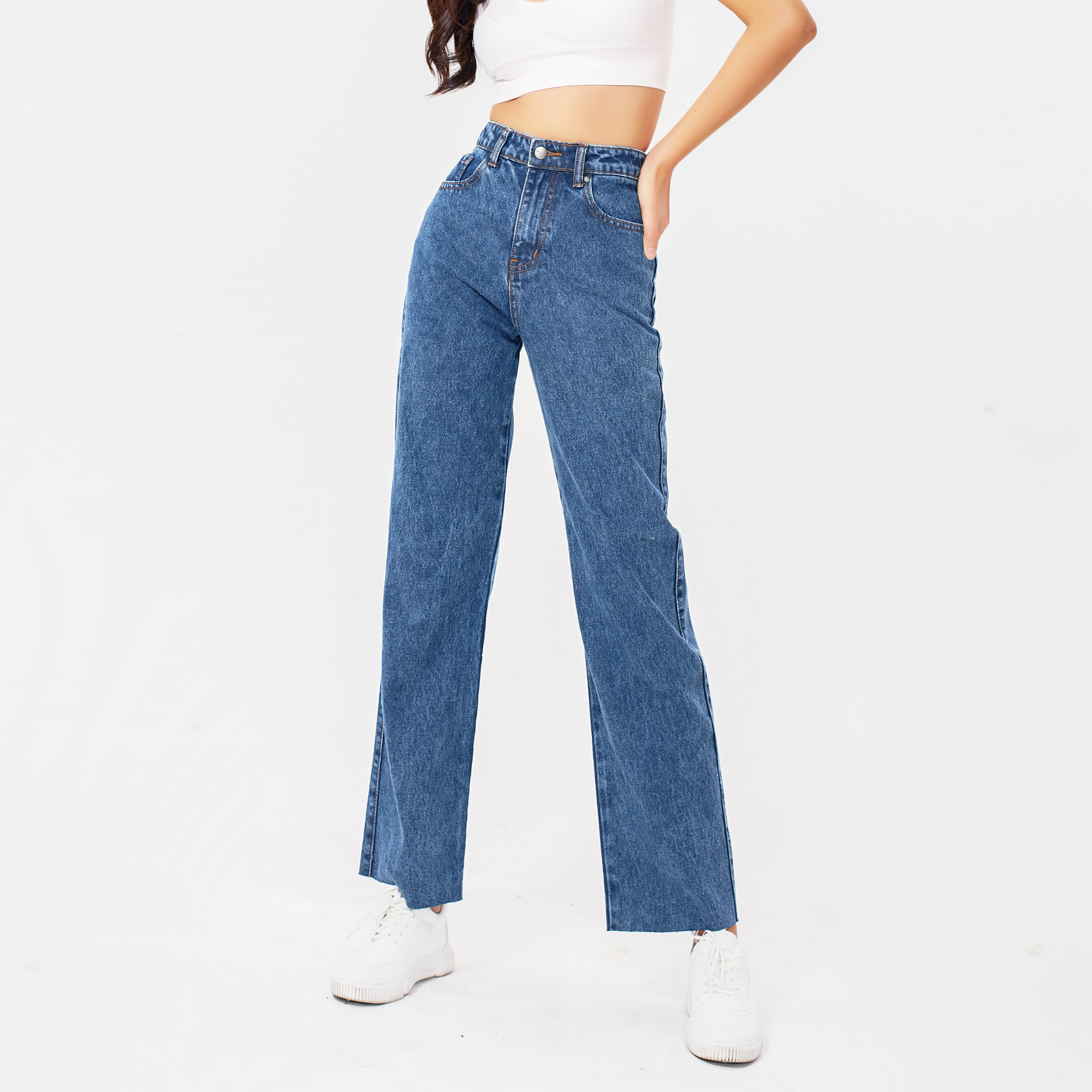 NHẬP MÃ LAZSOCIALBAU12 GIẢM 12% Quần Jean Nữ Ống Suông Rộng Lưng Cao Có Nhiều Màu Aaa Jeans