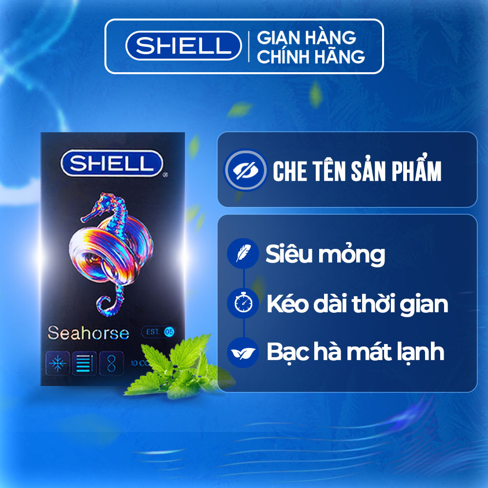 Bao cao su Shell Seahorse kéo dài thời gian - Hộp 10 cái | SHELL CHÍNH HÃNG