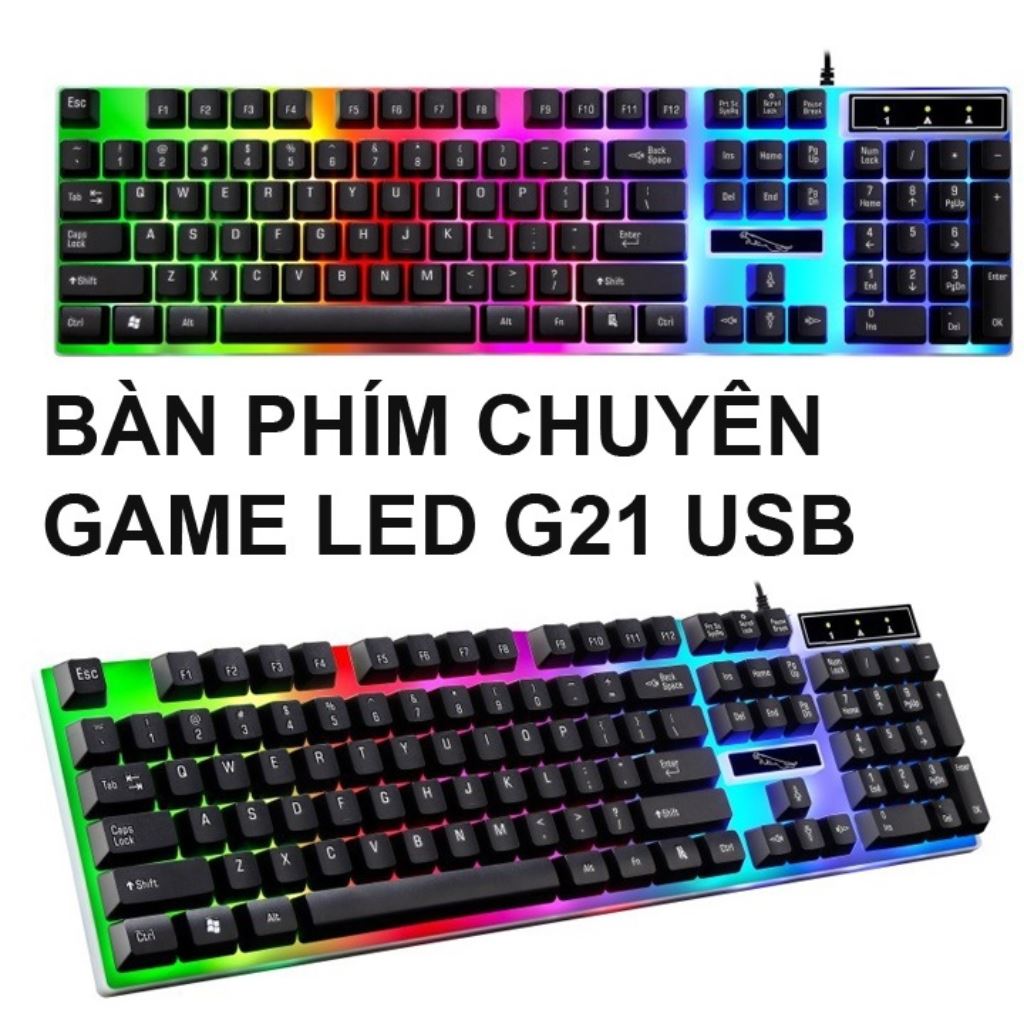 Bàn Phím  Giả Cơ Đèn Led 7 Màu Siêu Đẹp Gaming G21B Pro 2018  Chuyên Chơi Game