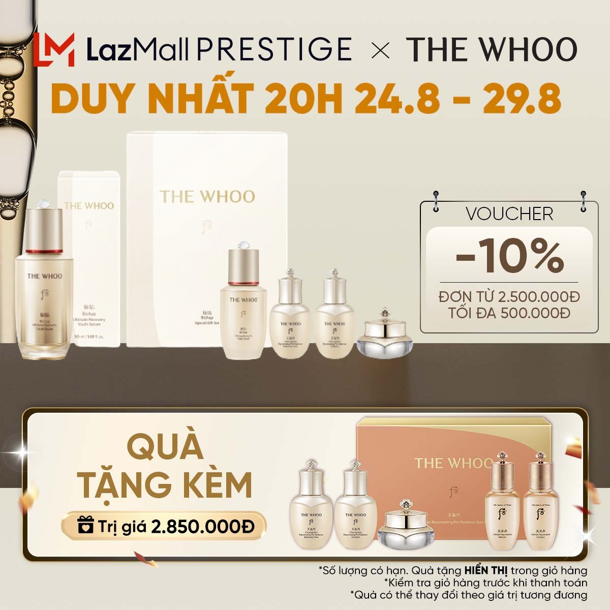 Bộ tinh chất tự sinh chống lão hóa thế hệ thứ 4 THE WHOO Bichup Ultimate Recovery Youth Serum 50ml+20ml