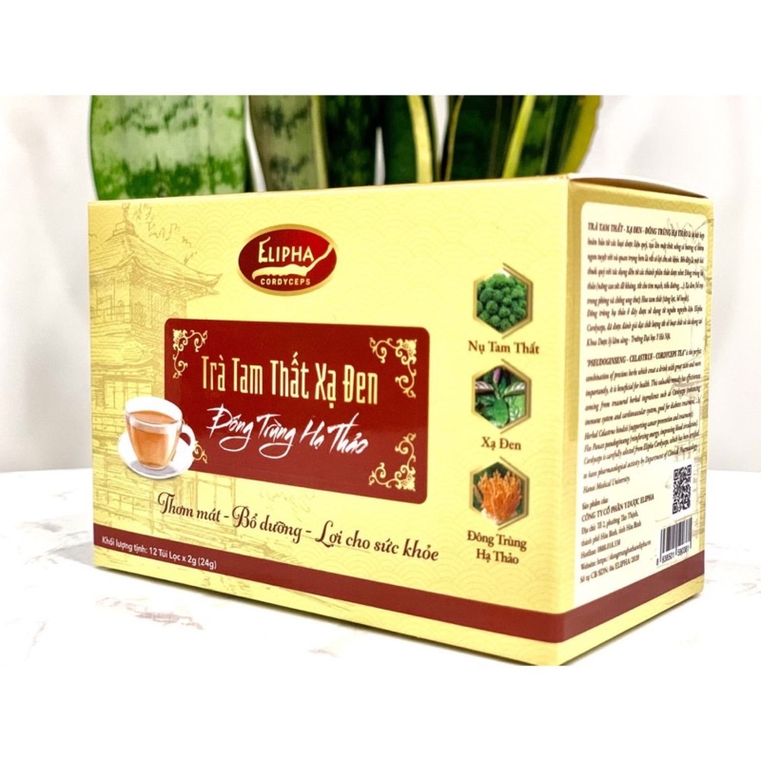 Hộp 18 gói trà đông trùng hạ thảo tam thất xạ đen