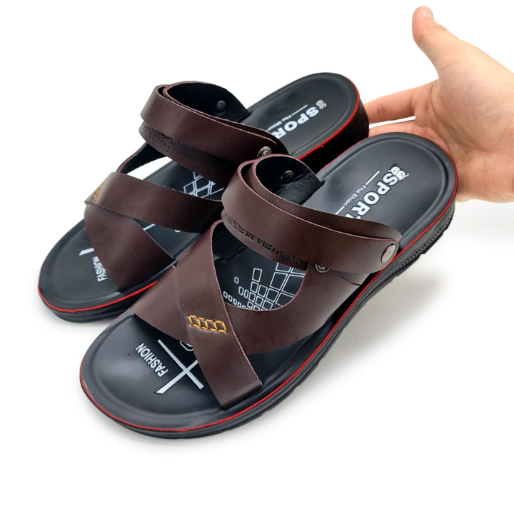Dép Da Nam Quai Hậu Sandal Chính Hãng Đế Cao Su Giúp Đi Lại Chống Trơn Trượt Quai Khâu Chắc Chắn Kèm Với Thiết Kế Sang Trọng Lịch Sự