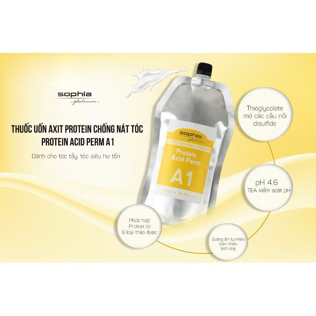 UỐN A XÍT THUỐC UỐN PROTEIN CHỐNG NÁT TÓC A1 500ml